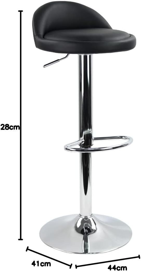 Black Round Adjustable Swivel Bar Stool PU Leather Home Kitchen