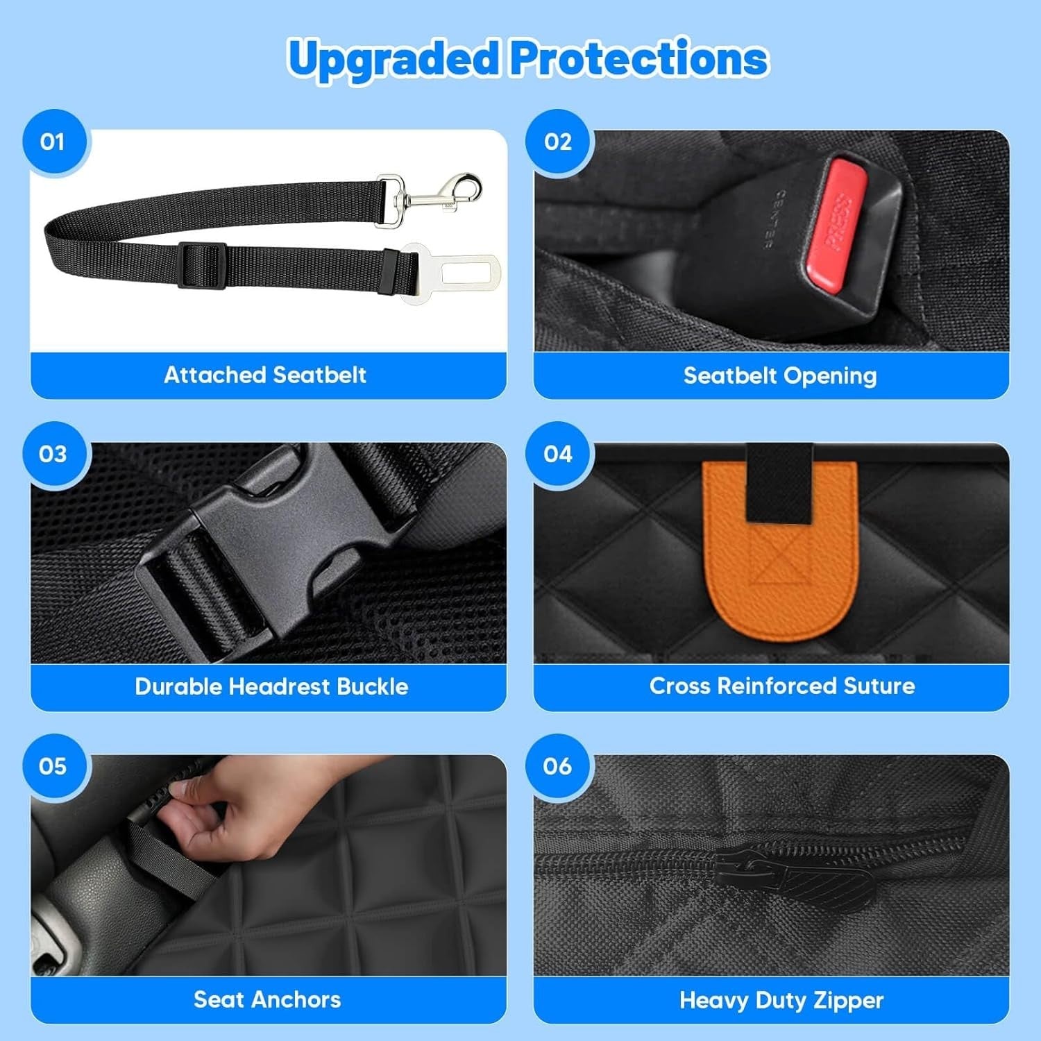 Hard Bottom Dog Car Seat Cover Hammock Waterproof Back Seat Extender