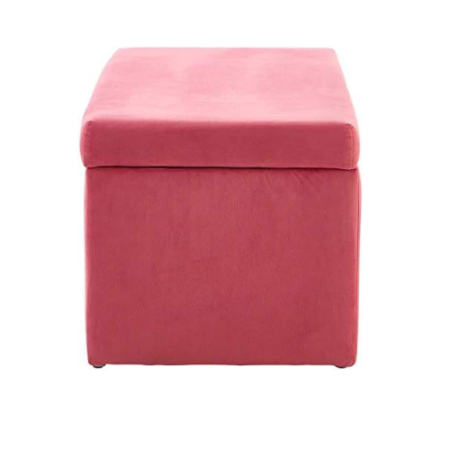 Soft Pink Kids Storage Ottoman with Velvet Seat & Smooth Lift – Stylish & Durabl