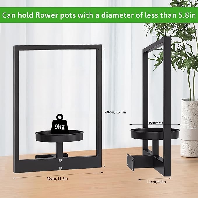 3Pc Wall Mounted Metal Plant Shelves Indoor Outdoor Hanging Flower Racks Black