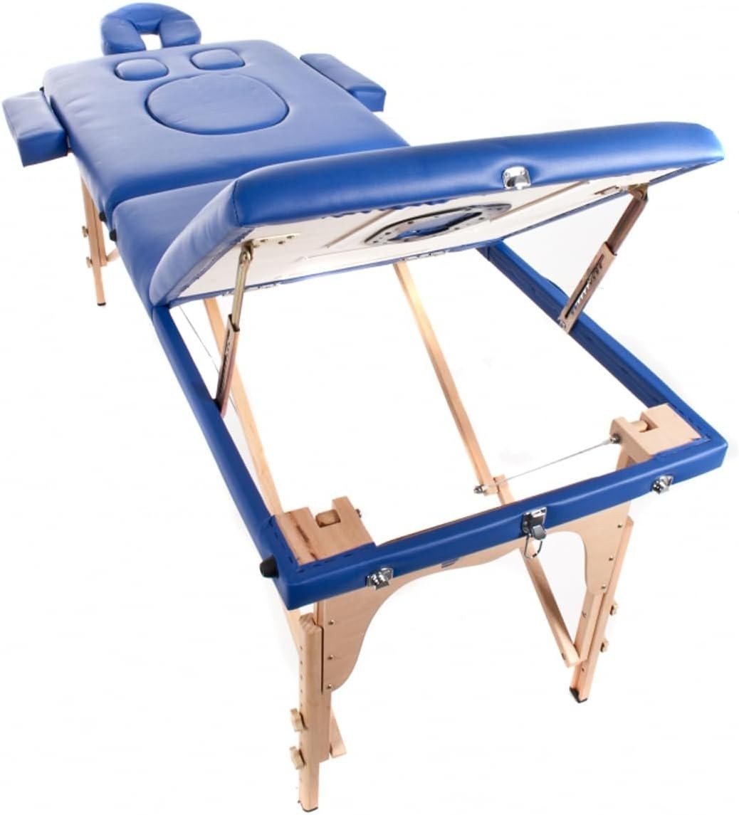 Foldable Pregnancy Massage Table with Belly Hole Adjustable Wooden Bed White