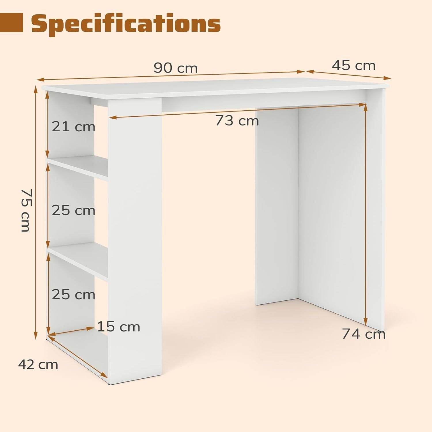 Compact Computer Desk with Bookshelf Small Space Home Office Laptop Table
