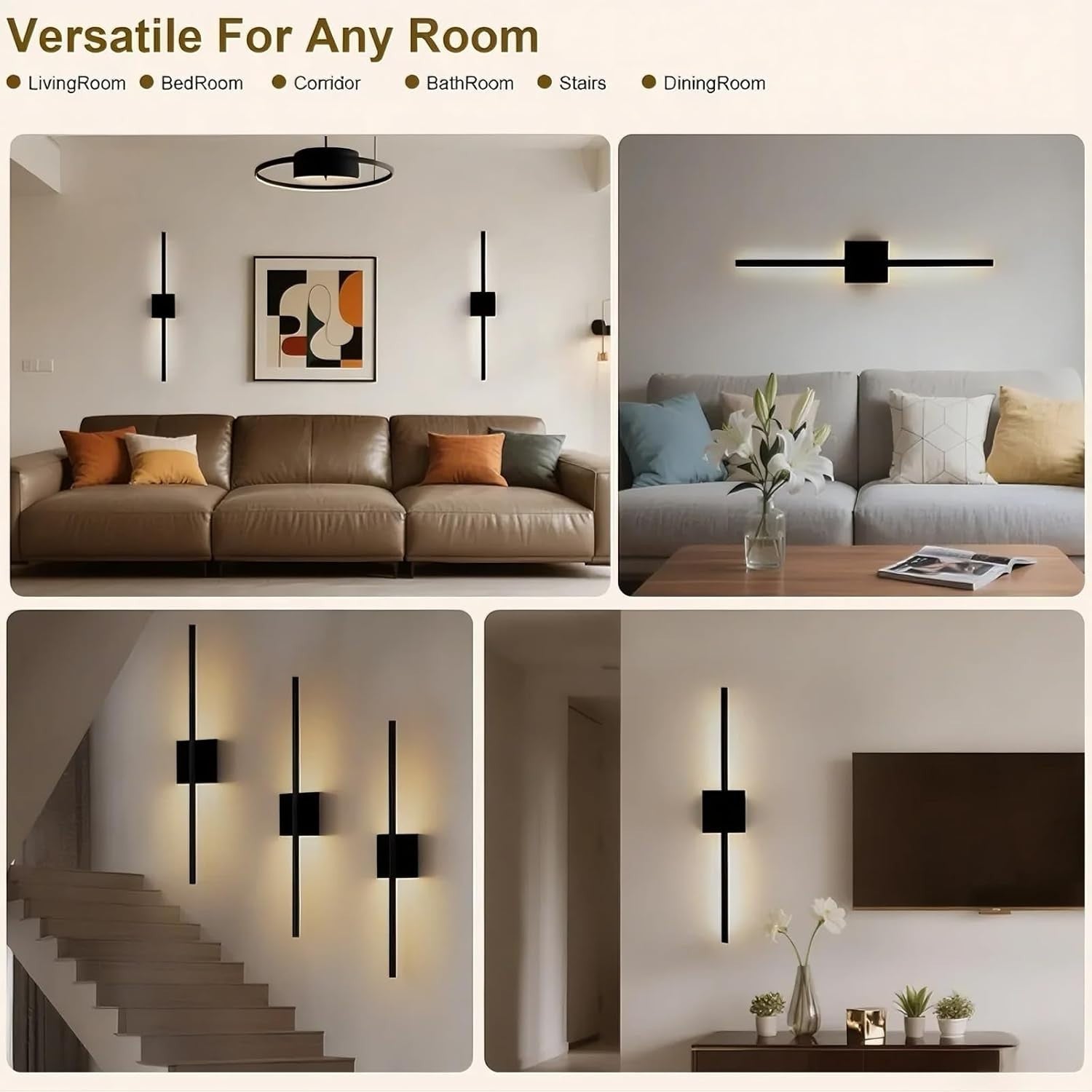 Rechargeable LED Wall Lights 2-Pack Touch Remote Dimmable 70CM Modern Sconce