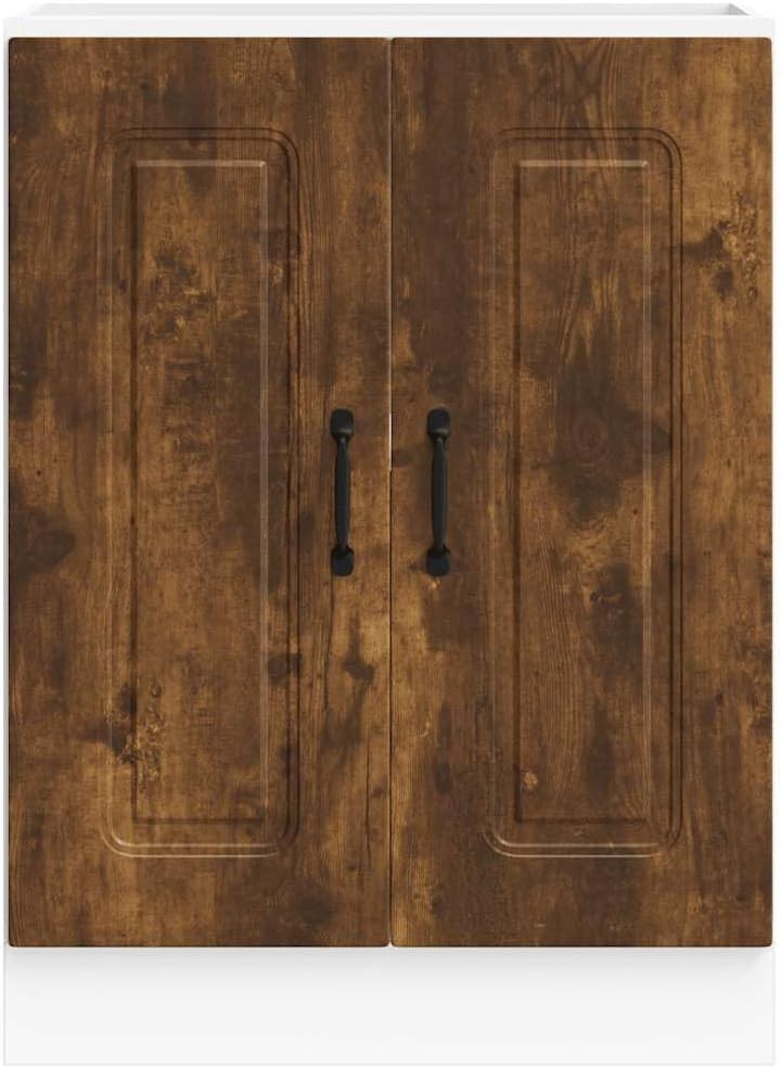 Rustic Oak Bathroom Vanity Cabinet 60cm Under Sink Storage Unit with Double Door