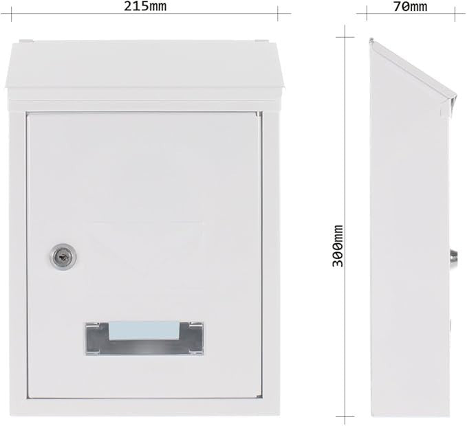 Secure Wall Mounted Steel Mailbox – Lockable Post Box with Keys & Drop Door
