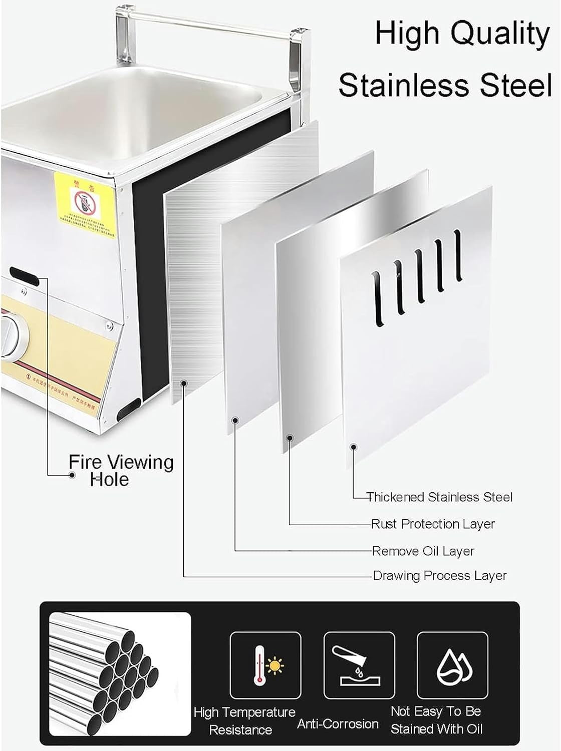 Gas Deep Fryer 10L or 20L Stainless Steel LPG Fryer Basket Lid