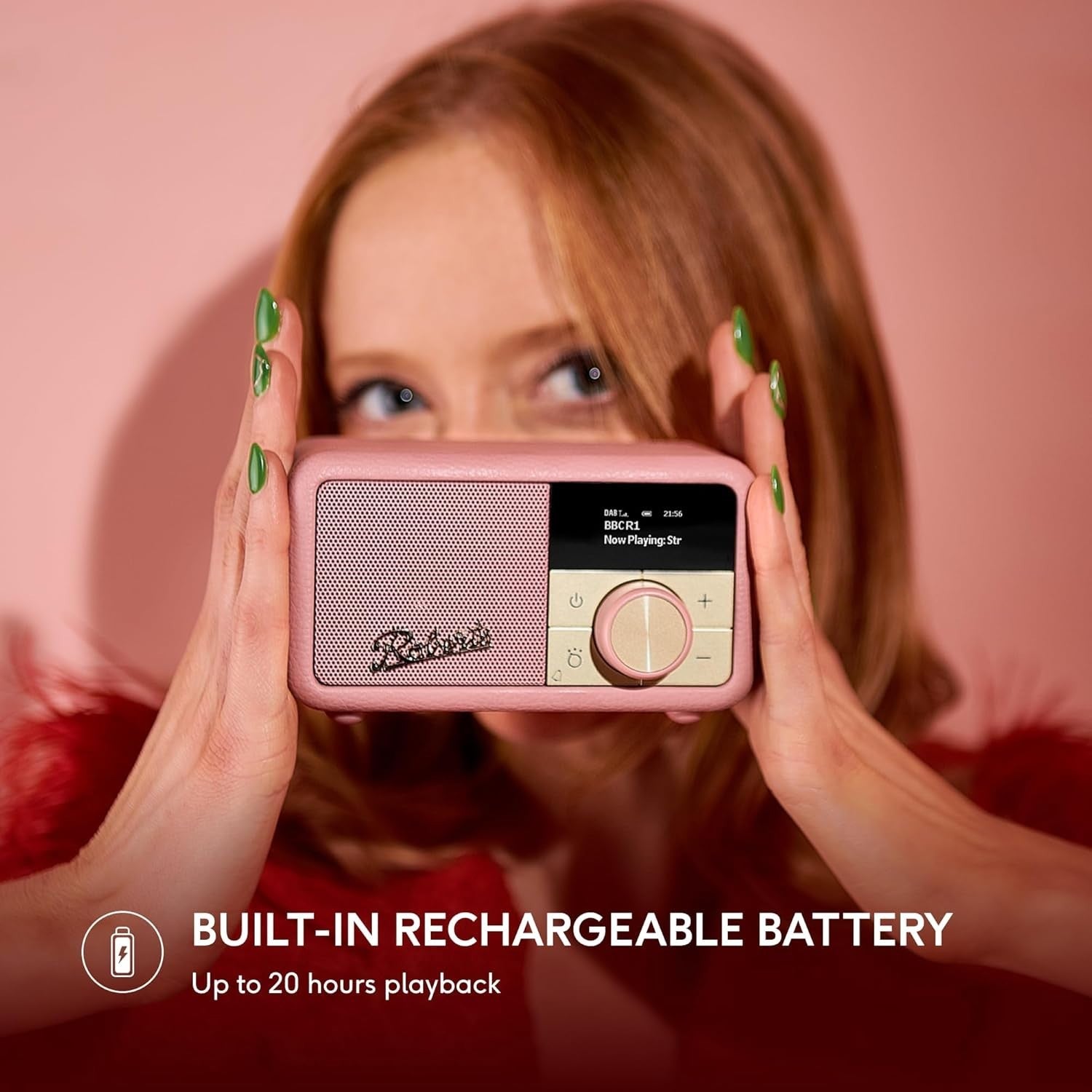 Portable DAB+ FM Radio Bluetooth | 20H Battery Dusty Pink