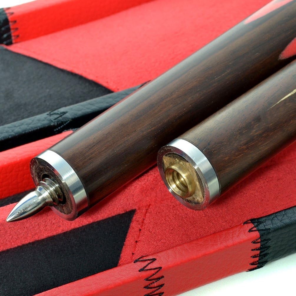 57" Hand Spliced 3/4 Snooker Cue 18oz 9.5mm Tip Extensions Case