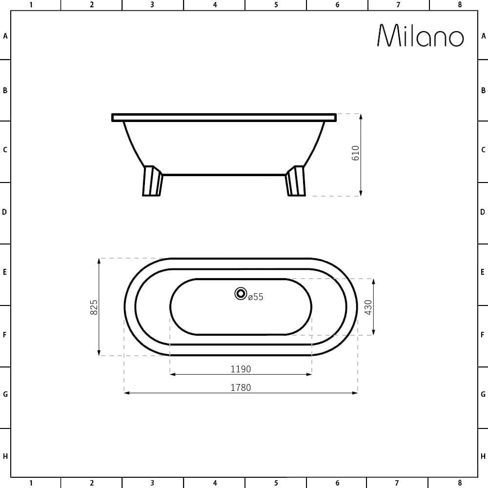 White Freestanding Double Ended Roll Top Bath 1780x825mm Gold Claw Feet