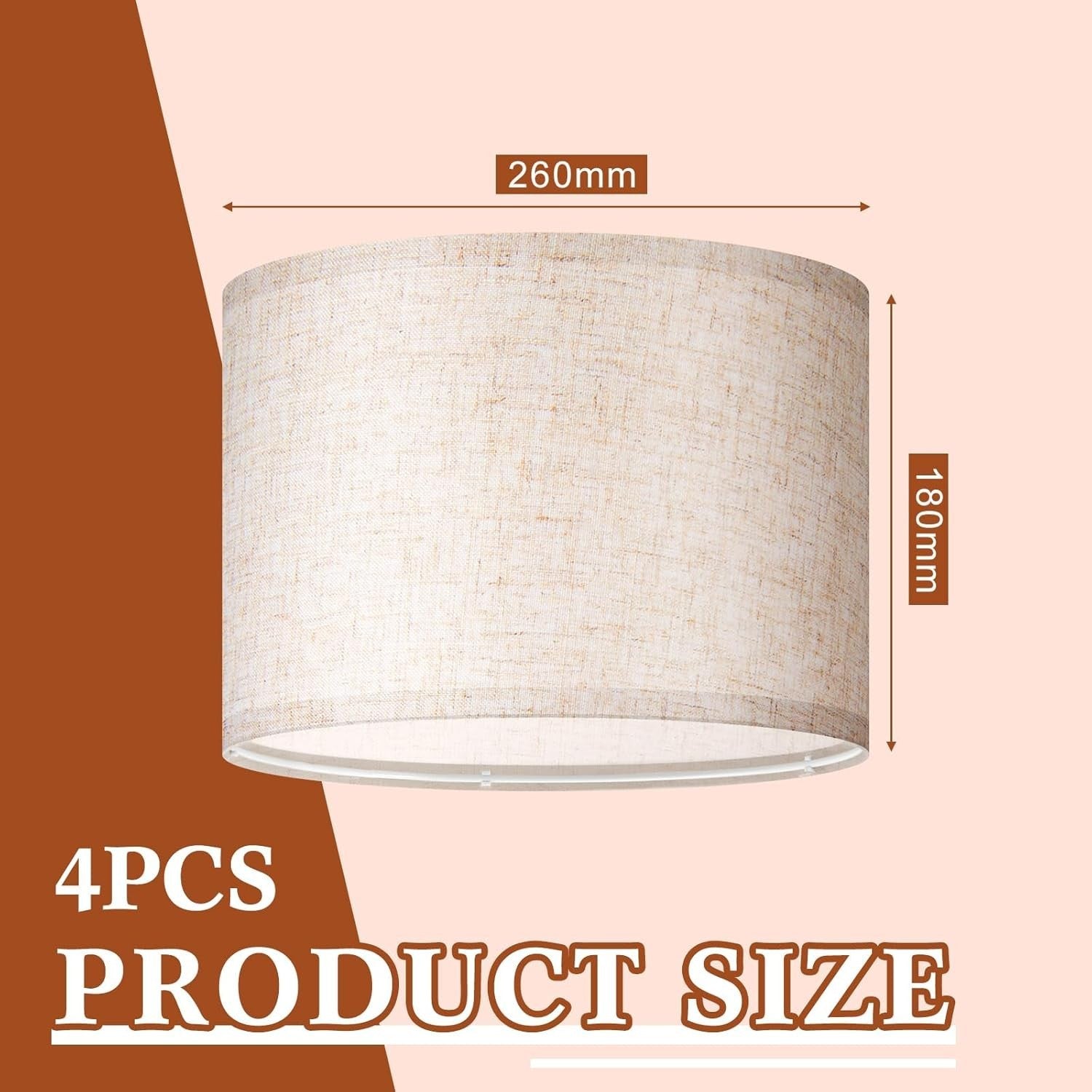 4 Pack Beige Fabric Drum Lampshades E27 E14 Adapter Table Ceiling