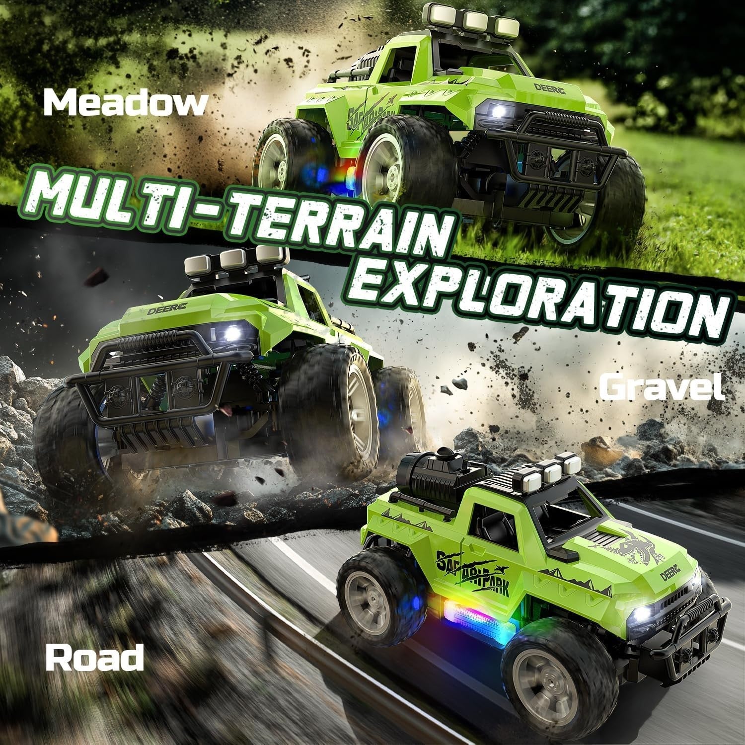 1:18 RC Car Fog Mist LED Lights 4WD Monster Truck Off-Road Toy Kids 8+