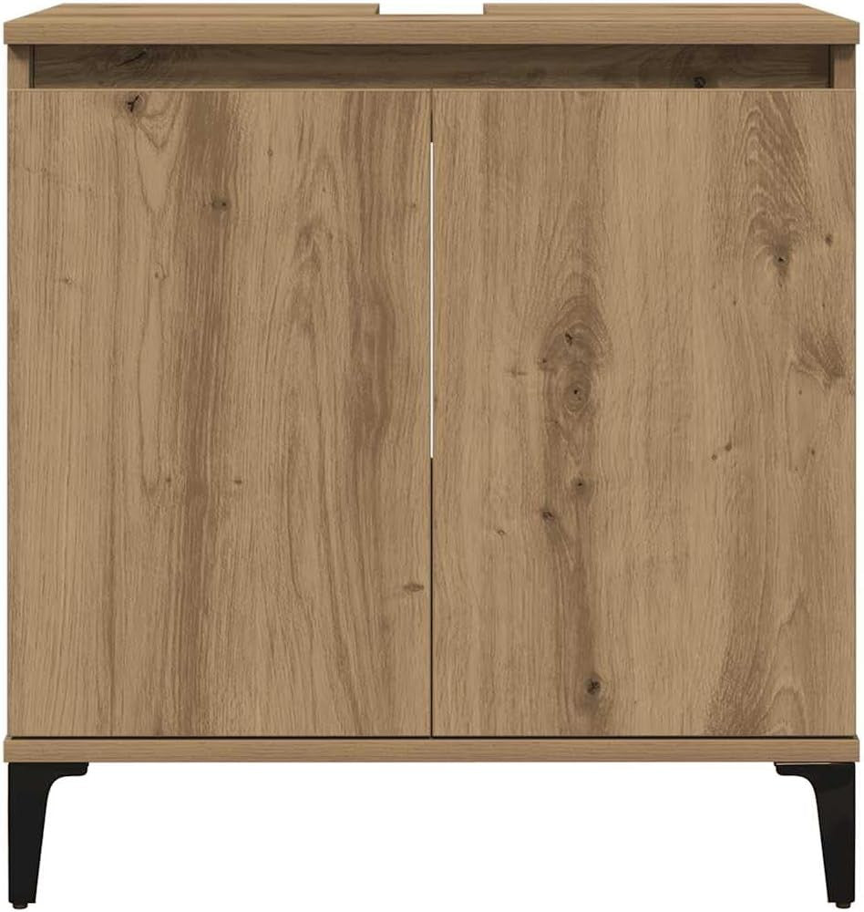 Artisan Oak Bathroom Sink Cabinet | 58x33x60cm Modern Vanity with Metal Legs