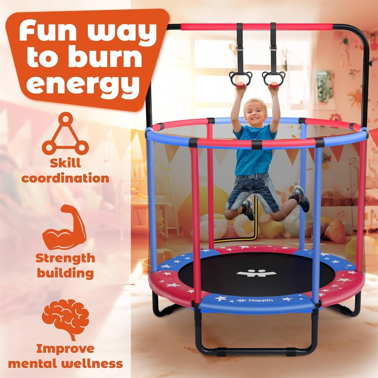 5FT Toddler Rebounder Trampoline with Safety Net Indoor Outdoor