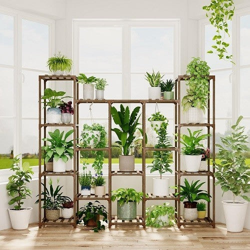 Tier Large Wooden Plant Stand, Multi-Level Indoor Outdoor Flower Shelf