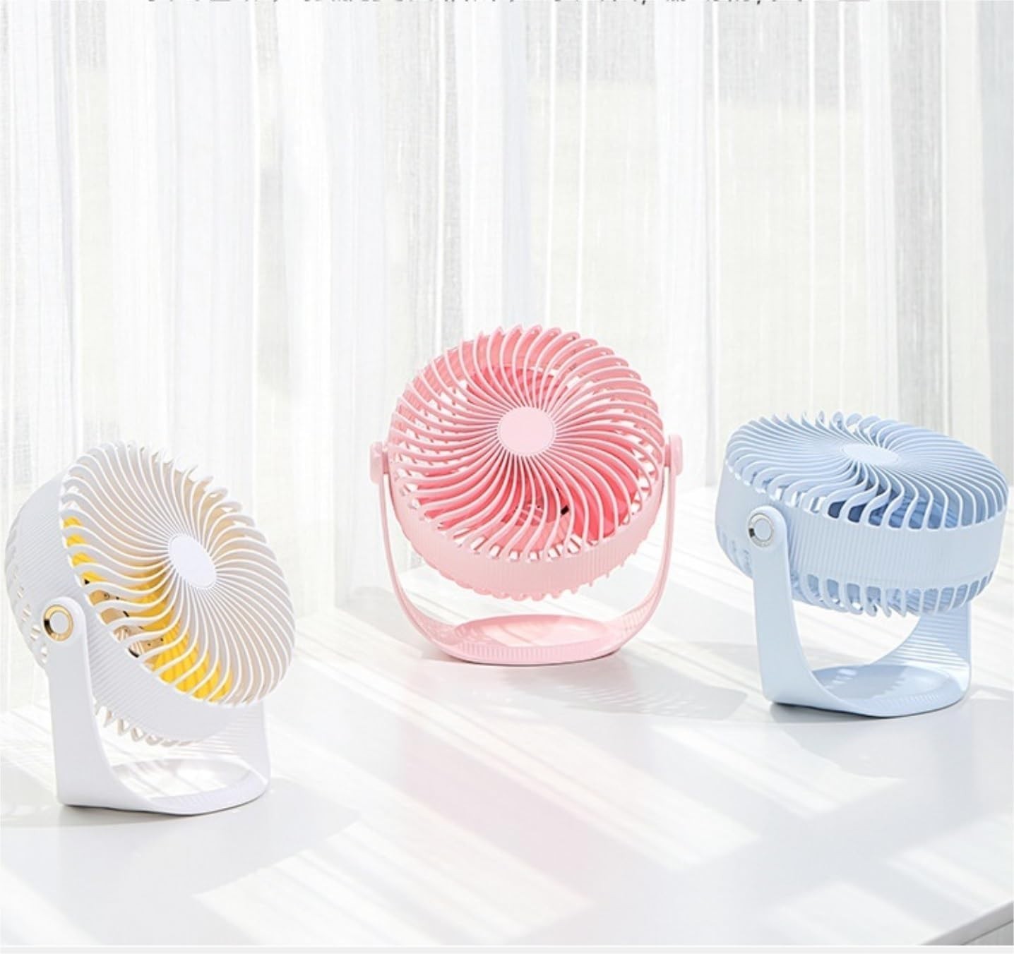 Rechargeable Table Desk Fan 180° Rotation Quiet Mini USB Cooling Fan Pink
