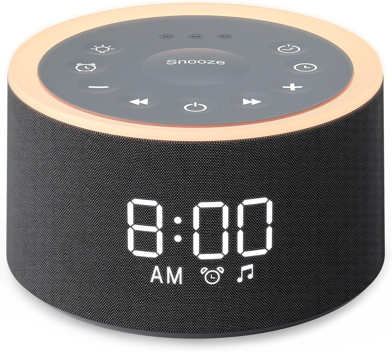 Black White Noise Machine Alarm Clock Night Light 29 Sounds Dimmable