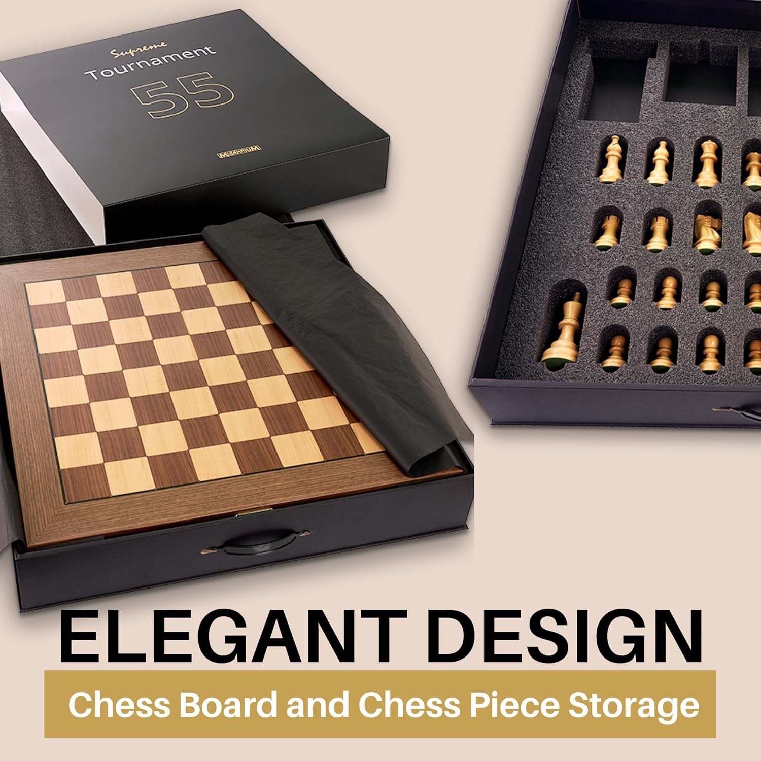 Luxury Wooden Tournament E-Board with Piece Recognition & Online Play