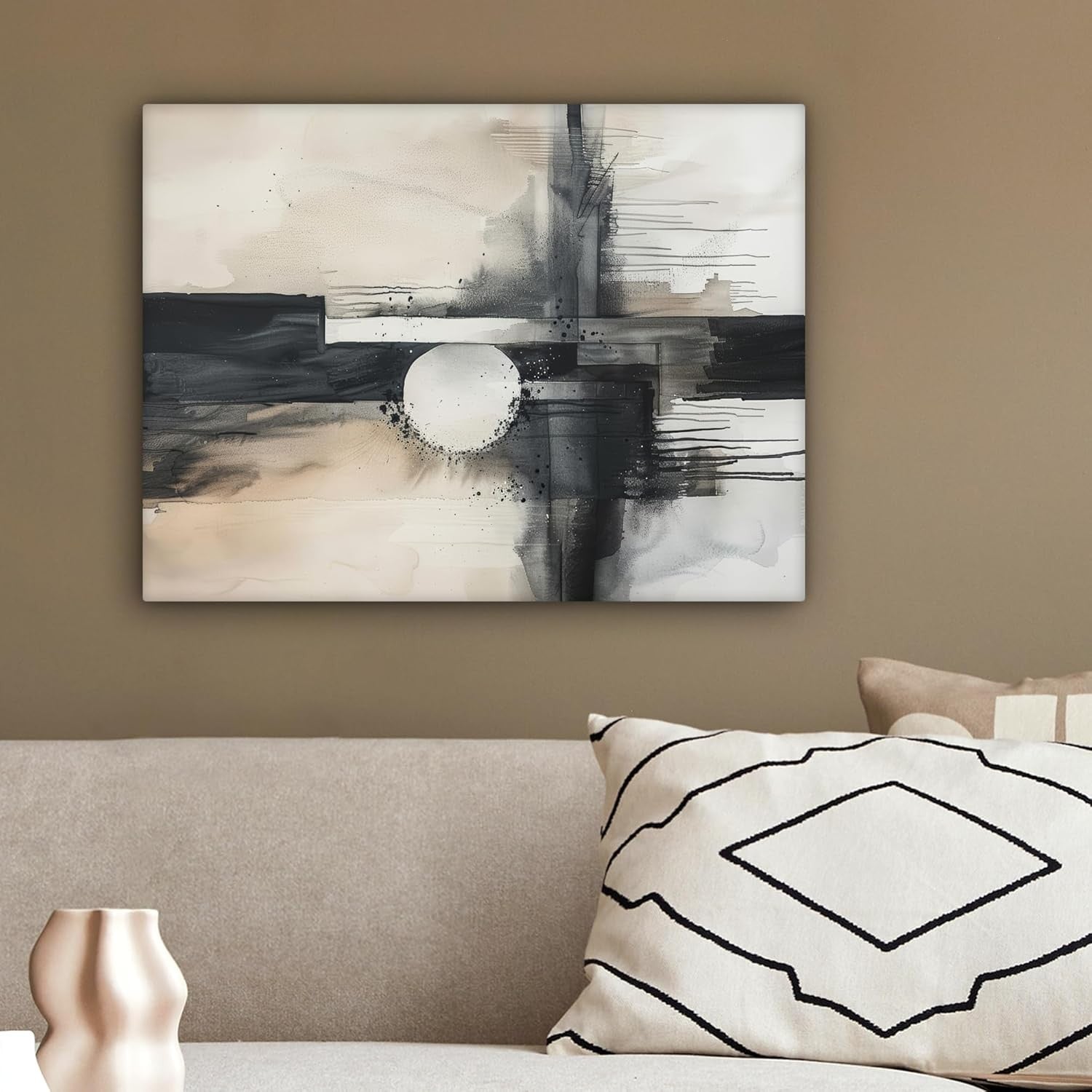 Grey White Abstract Canvas Wall Art 40x30cm Modern Framed Print