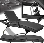 Rattan Sun Lounger 5-Position Recliner Chair Garden Bed Cushioned Weatherproof