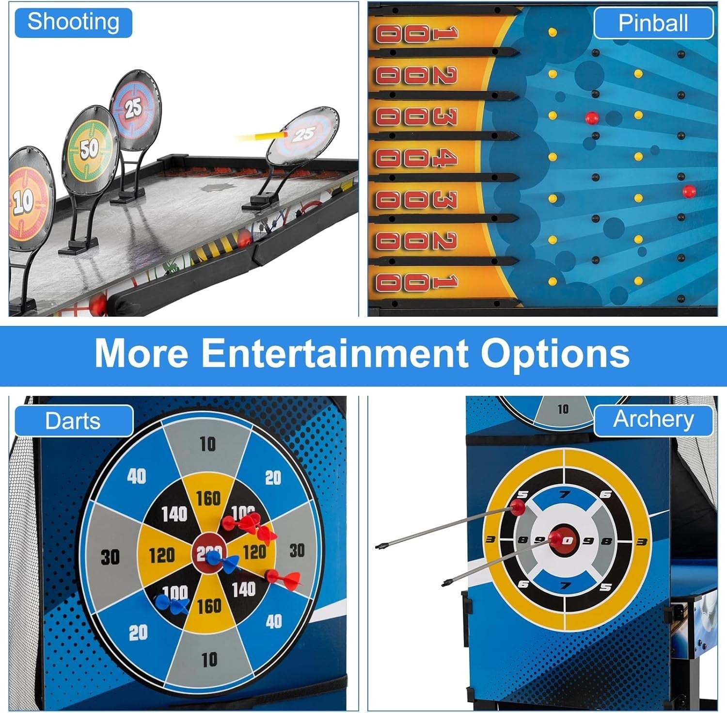 10 in 1 Multi Game Table Air Hockey Pool Ping Pong Basketball Set