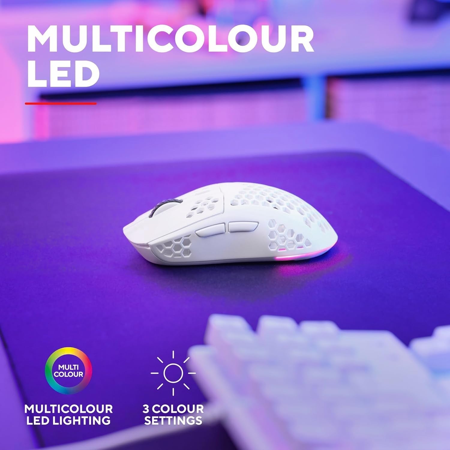 Ultralight Wireless Gaming Mouse 75g 80H RGB 4800 DPI White