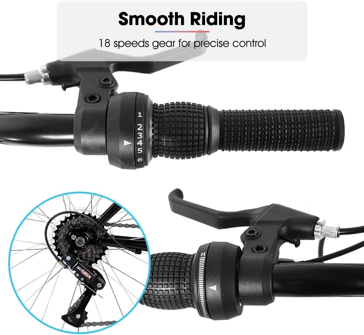 26" Mens Womens MTB Bike 18 Speed Steel Frame V Brakes Trail Off Road