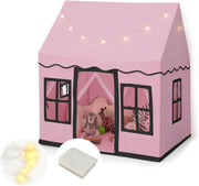 Pink Kids Castle Play Tent Indoor Outdoor w Non Slip Mat Lights