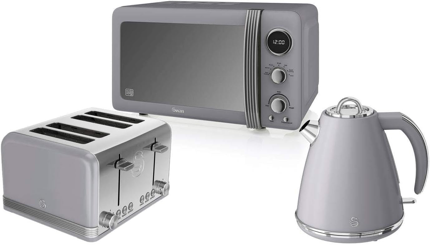 3-Piece Kitchen Appliance Set: 20L Microwave, 1.5L Kettle & 4-Slice Toaster