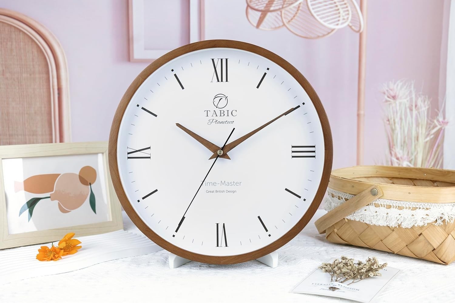 Roman Numeral Wall Clock Silent Sweep Battery Operated Classic Design