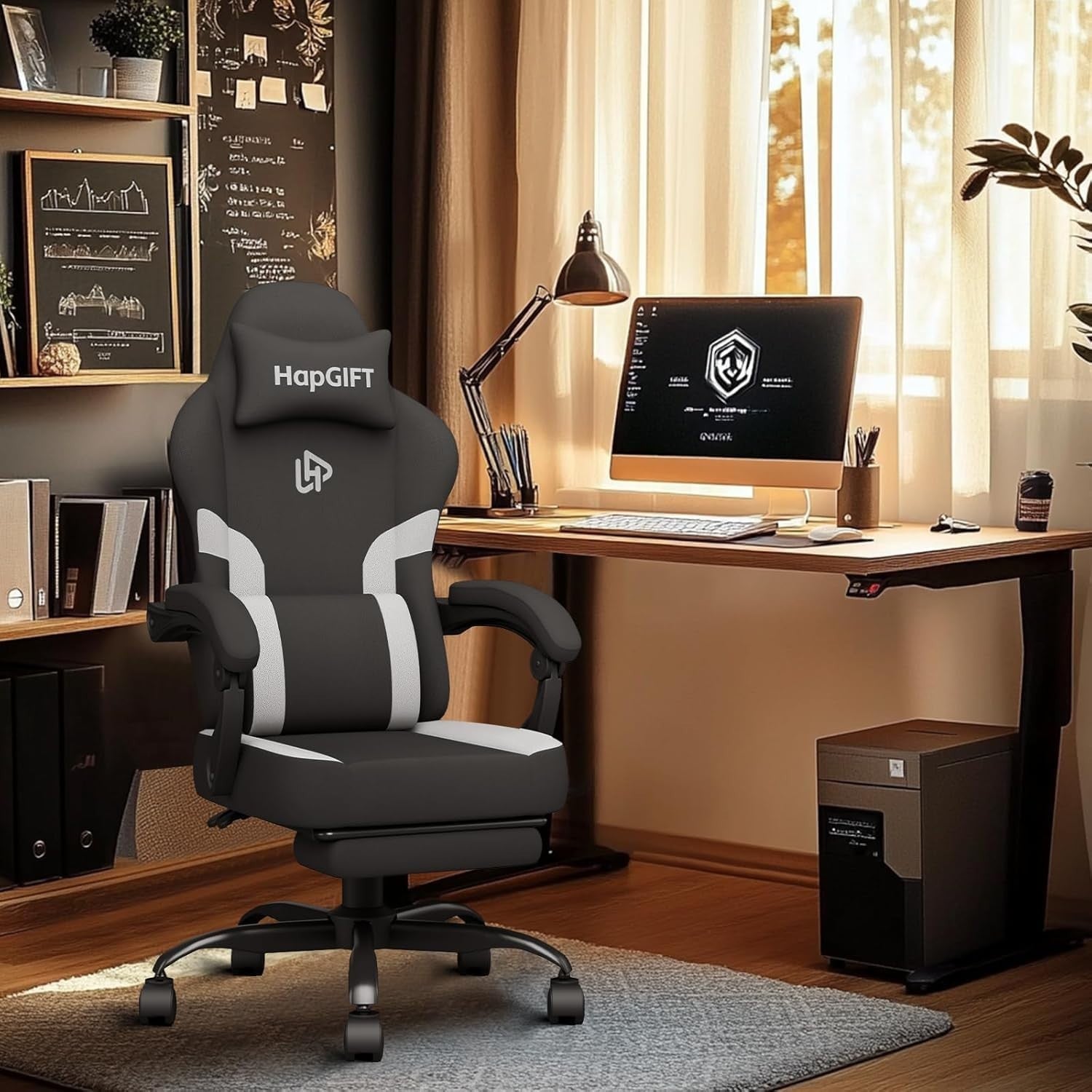 Ergonomic Gaming Chair Office Desk Chair Memory Foam Swivel Recliner Footrest Gr