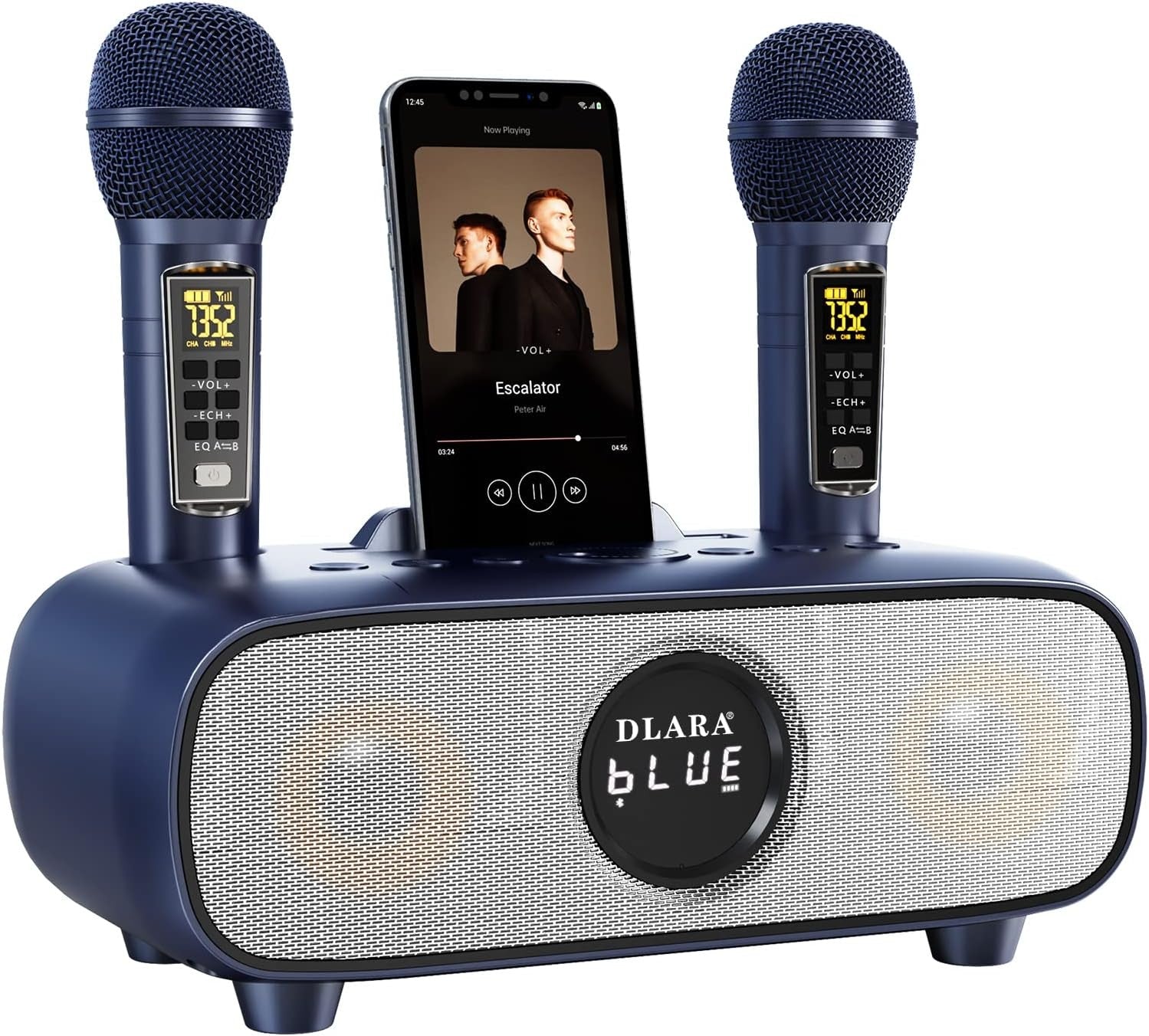 Upgrade Karaoke Machine Bluetooth 2 Wireless Mics PA Speaker Home Party