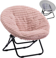 Comfy Folding Faux Fur Moon Chair - Portable Lounge for Bedroom & Living Room