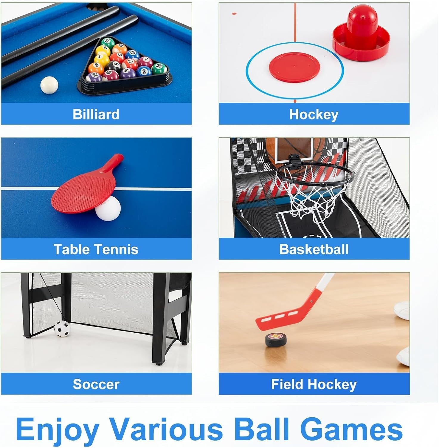 10 in 1 Multi Sports Game Table Air Hockey Pool Tennis Basketball Set
