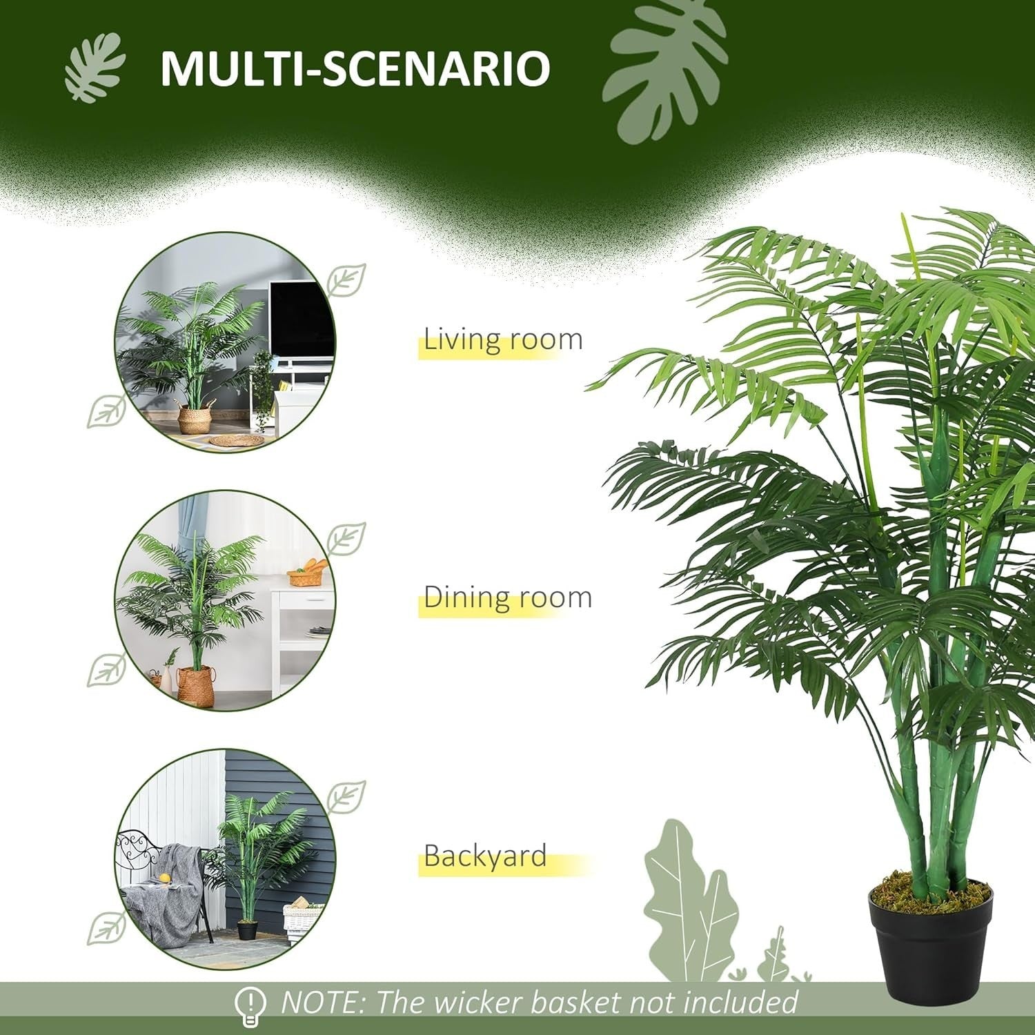 Set of 2 Artificial Palm Trees 125cm 4FT Faux Green Potted Home & Garden Decor