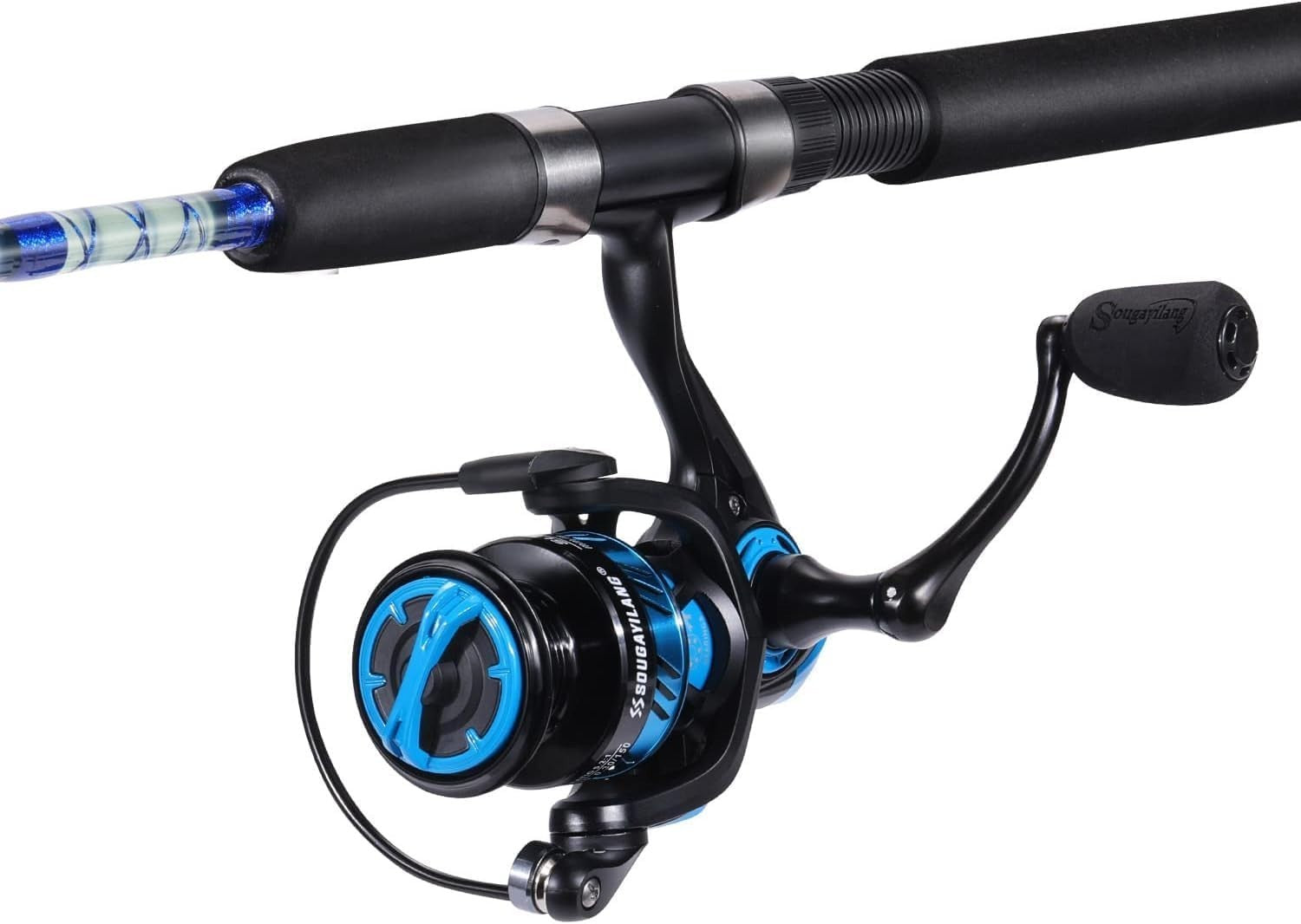 Spinning Fishing Rod Reel Combo Travel Set 2-Piece Graphite Glass Rod