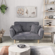 2 Seater Sofa Bed Light Grey Compact Couch Recliner for Small Spaces