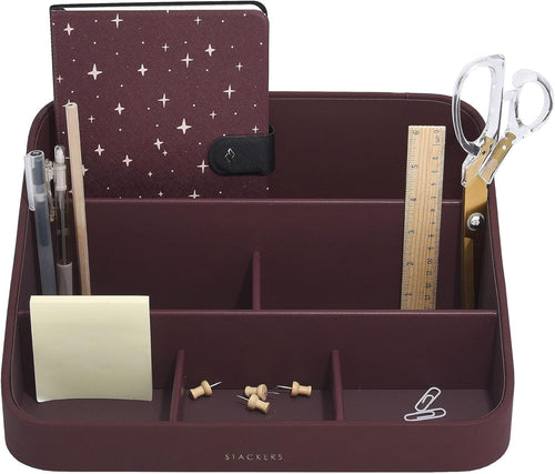 Desk Organiser 2-Tier Felt & Wood Storage Box for Stationery & Office