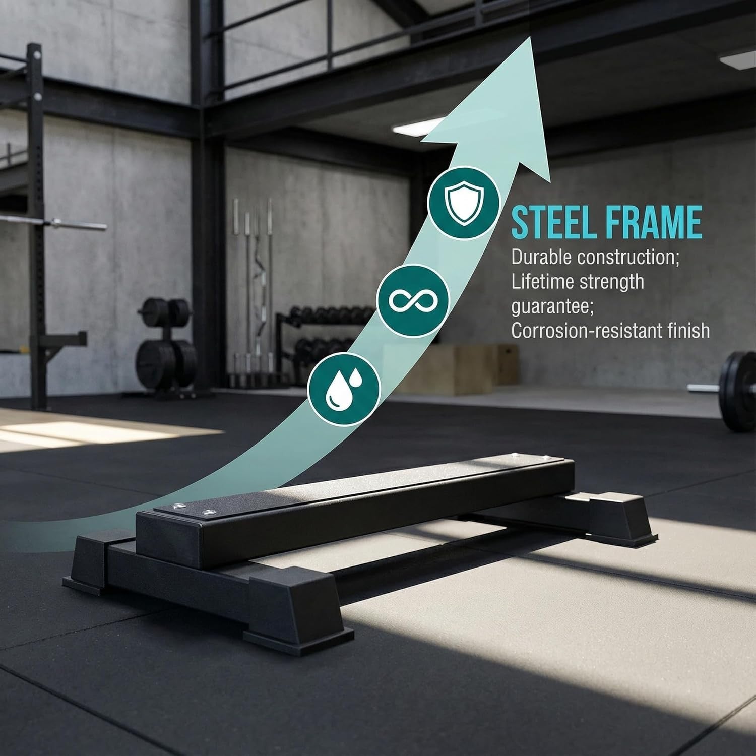 Steel Calf Raise Block Platform Non Slip 1100lb Gym Squat Stretch Stand
