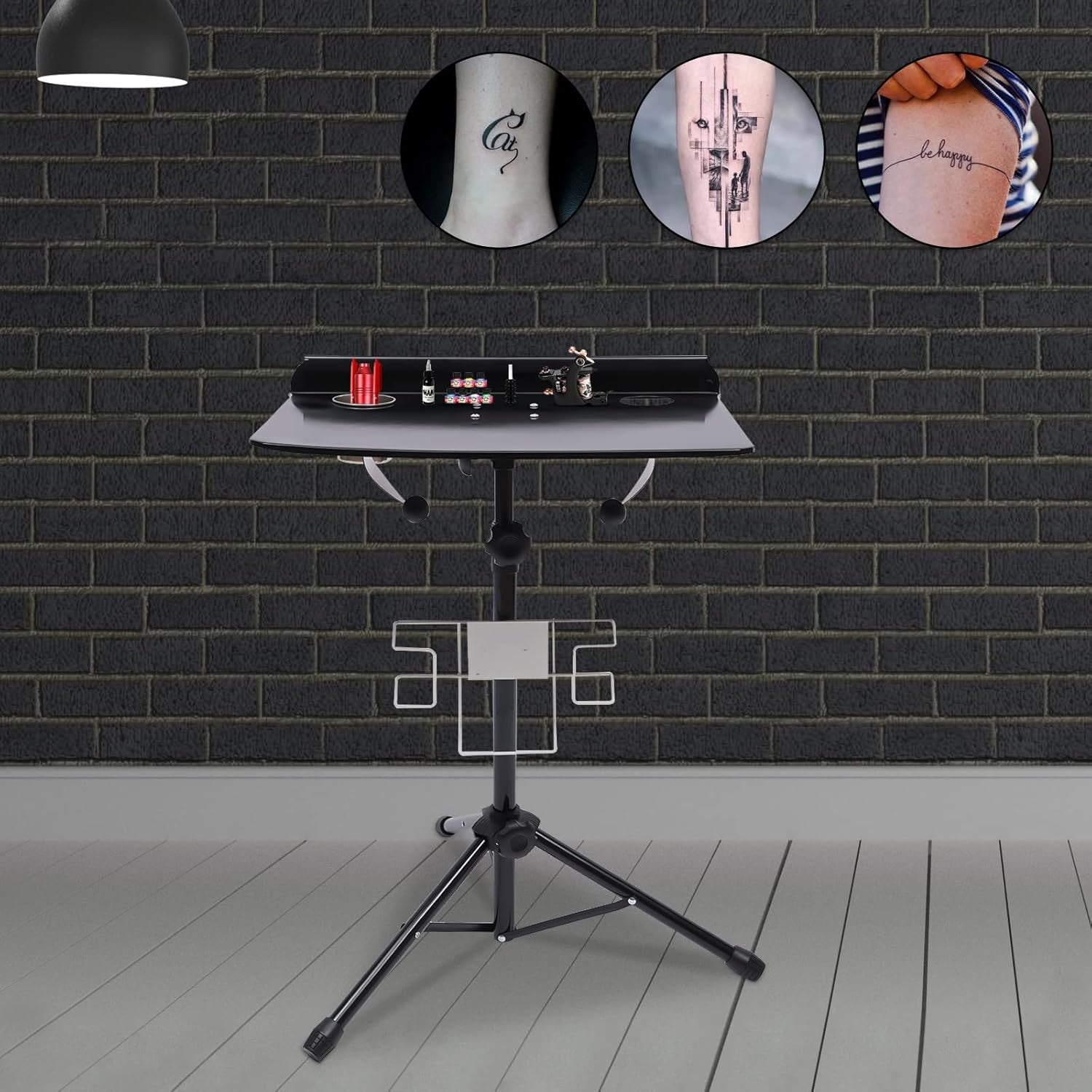 Tattoo Workstation Adjustable Height Rolling Tray Table Portable Studio