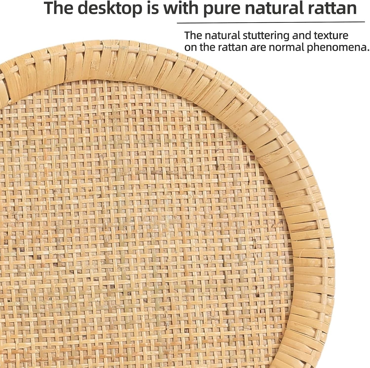Boho Round Side Table 30.5x30.5x50.8 cm | Rattan End Table for Living Room