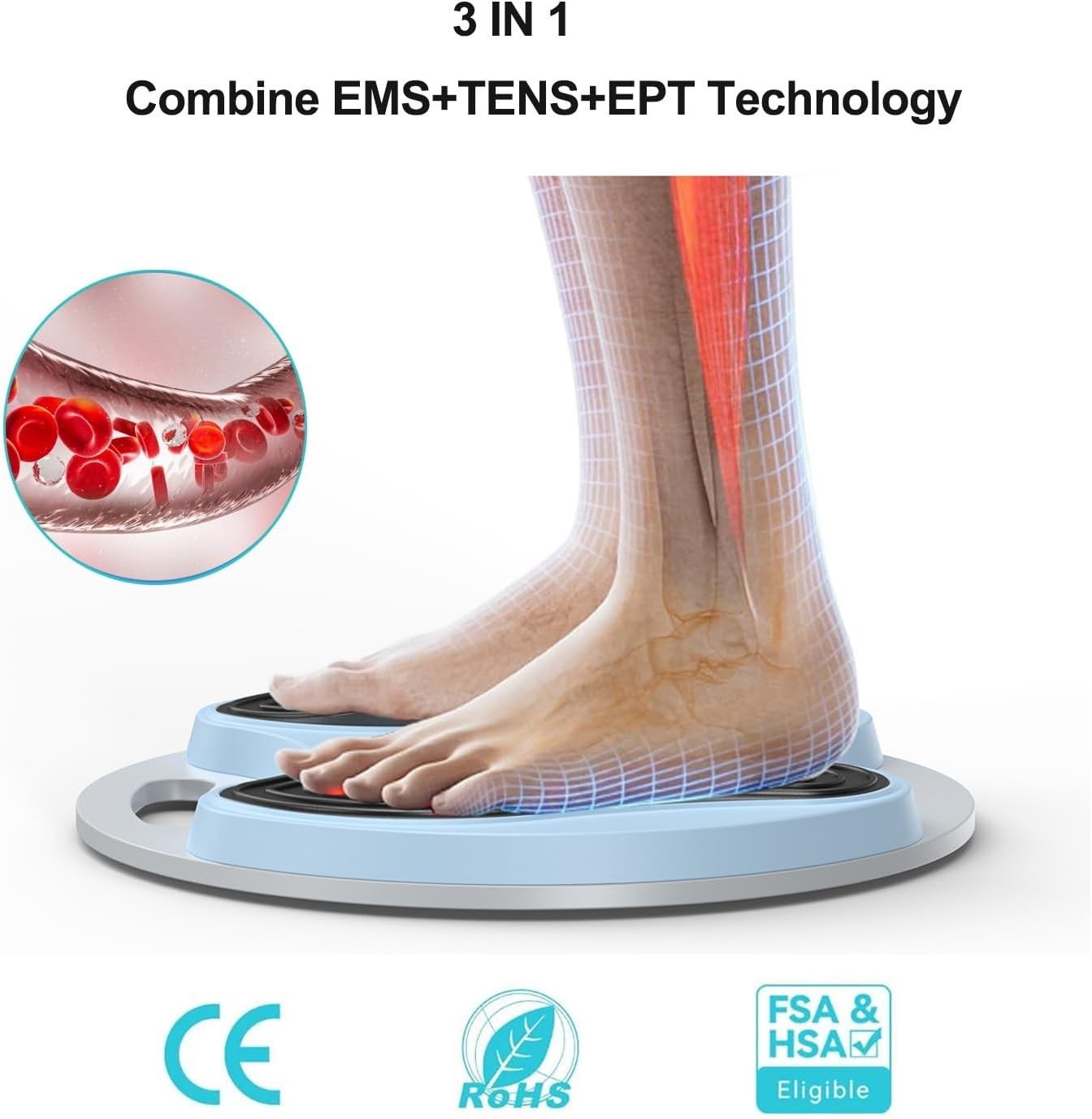 TENS EMS Foot Circulation Massager for Pain Relief Swelling Sciatica