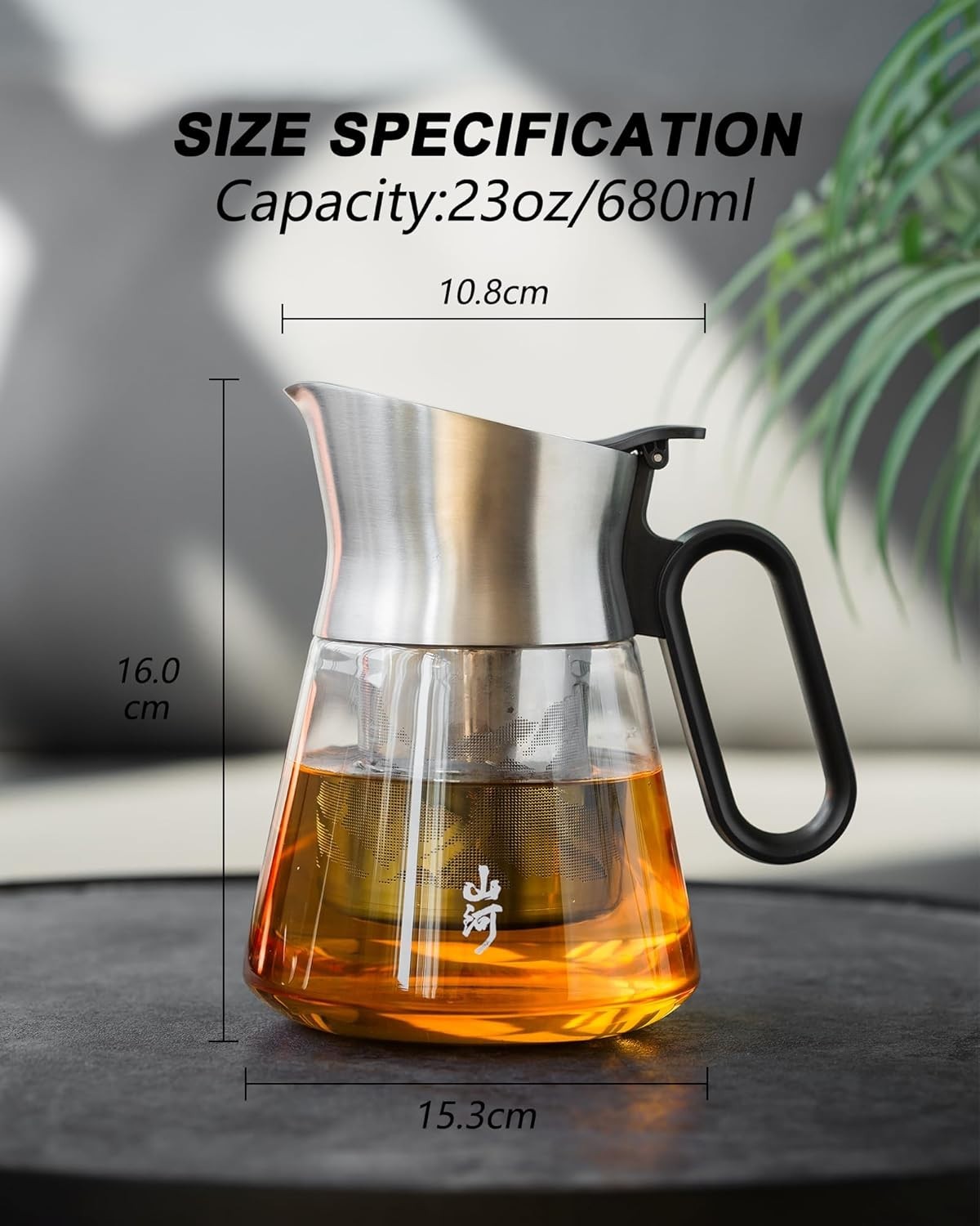 680ml Glass Teapot with Infuser Loose Leaf Tea Pot Stainless Steel Spout