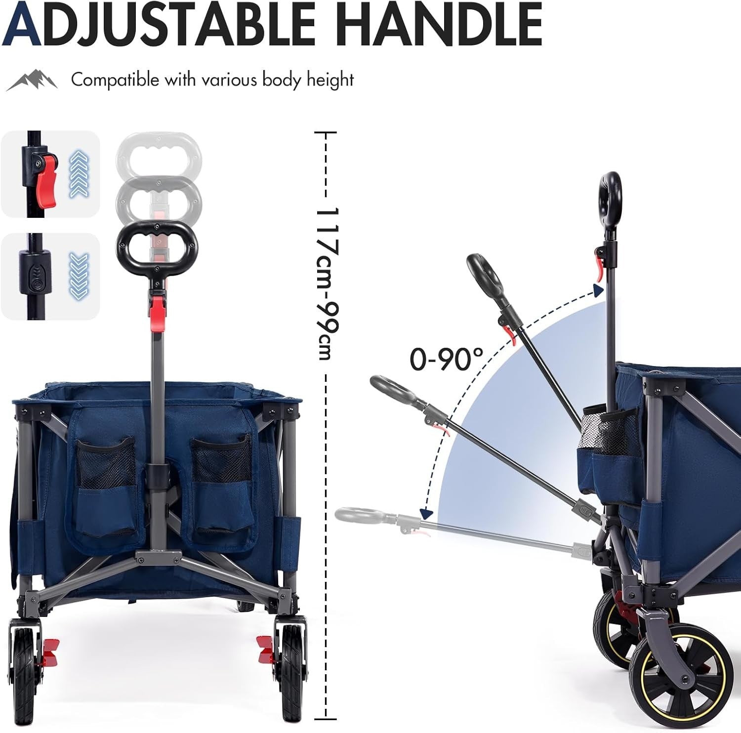 Blue 300L XXL Folding Festival Trolley 160kg Heavy Duty Extra-Long Wagon