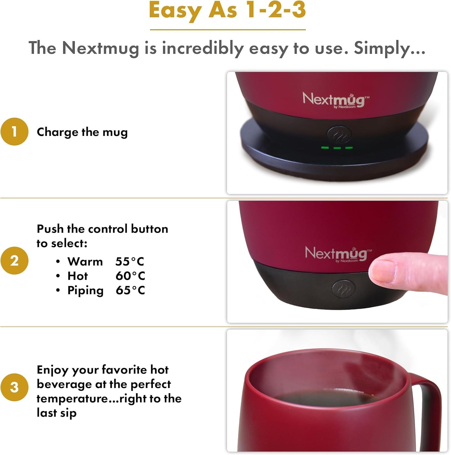 Self Heating Coffee Mug 415ml Temp Control Smart Warmer