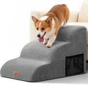 3 Step Dog Stairs Ramp for Sofa Bed Non Slip Washable Grey 60x40x40cm