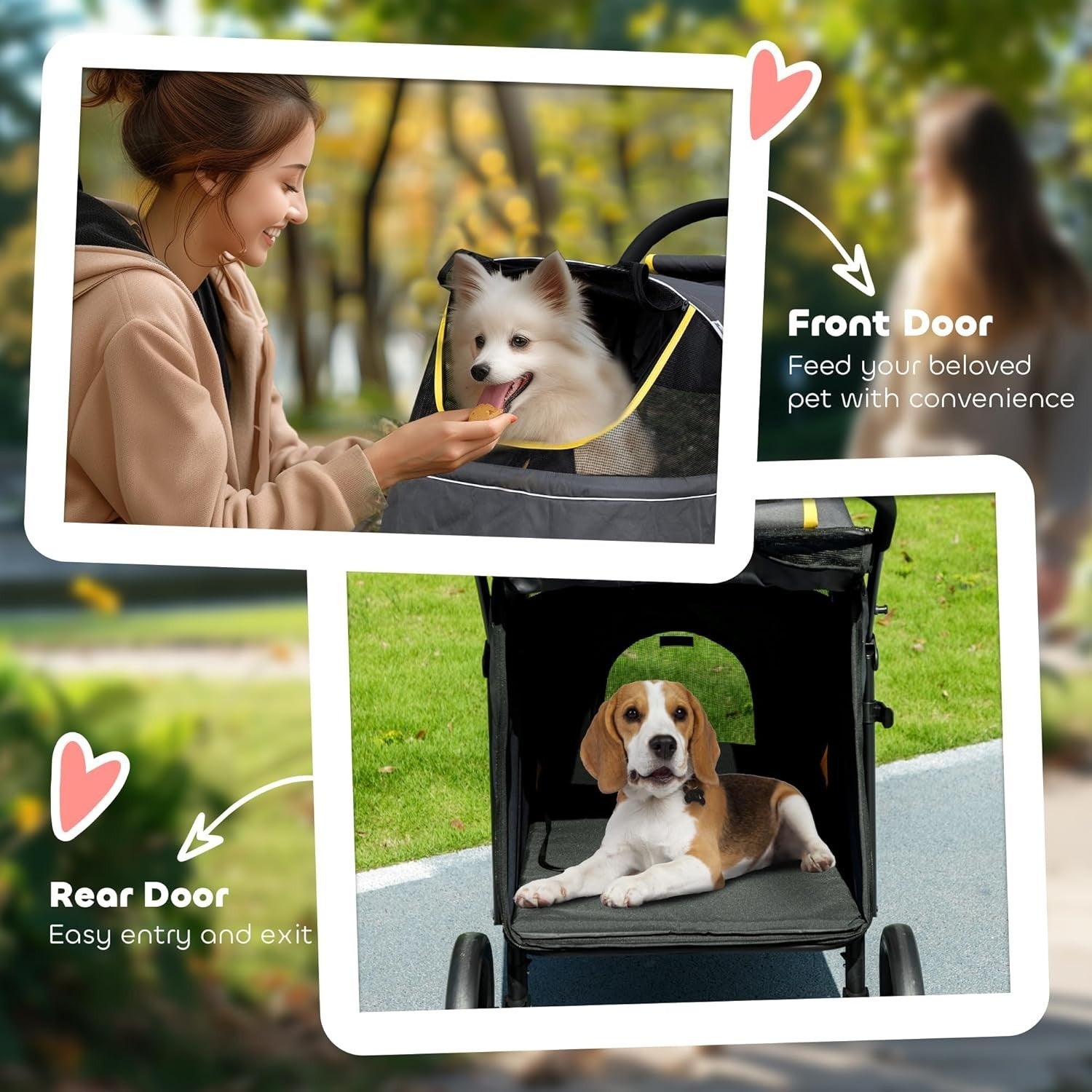 Large Dog Stroller Foldable Pet Pushchair Buggy 30kg Dark Grey