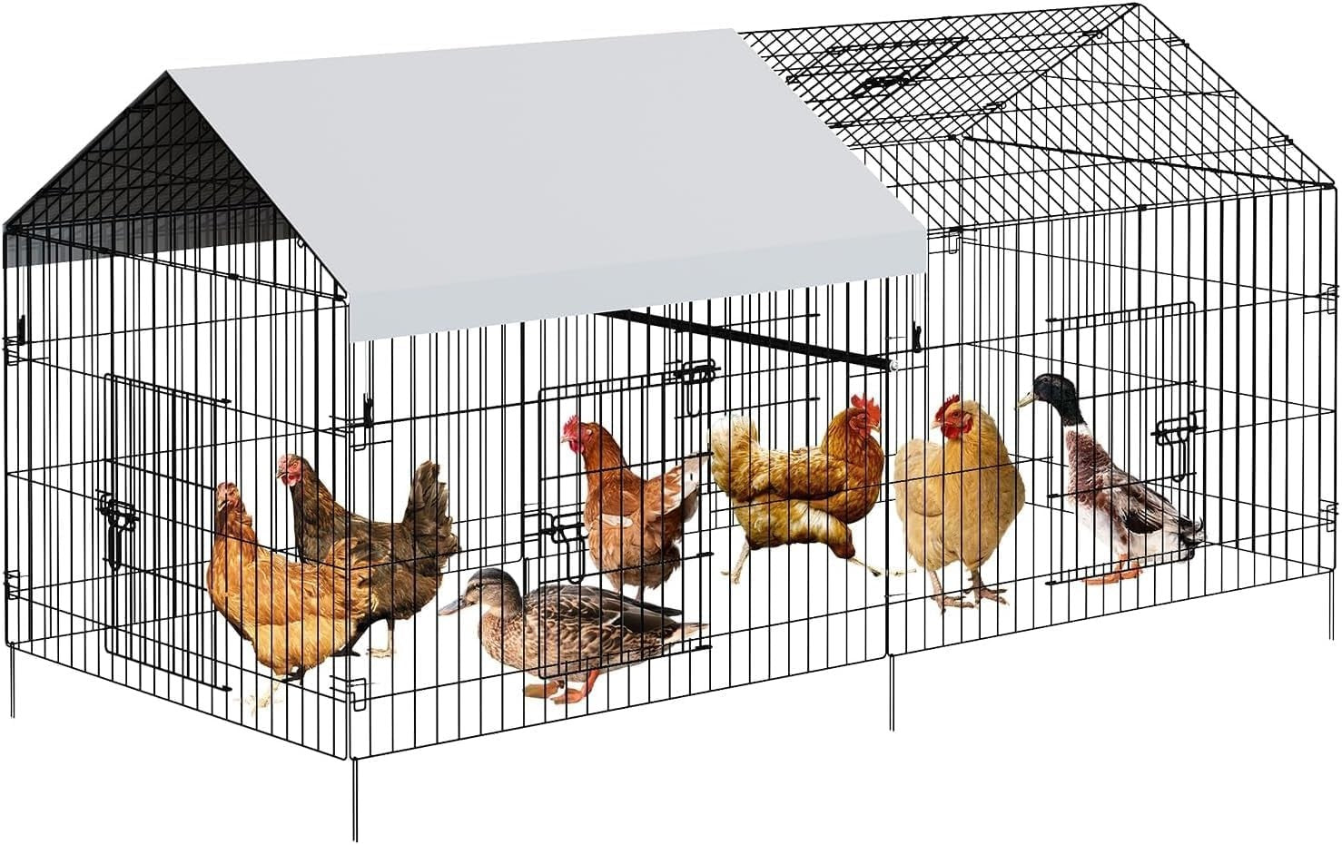 2.2x1x1m Metal Chicken Coop Run w 600D Waterproof Cover