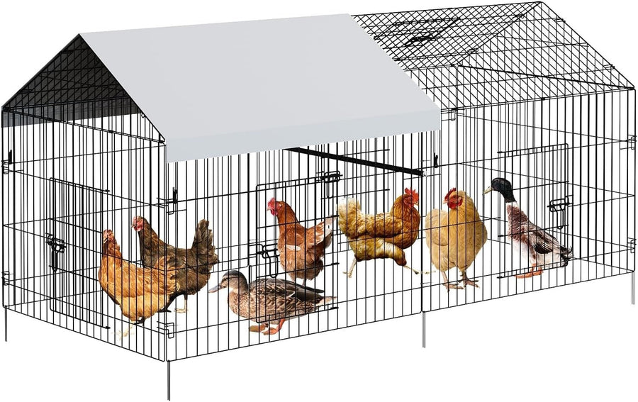 2.2x1x1m Metal Chicken Coop Run w 600D Waterproof Cover