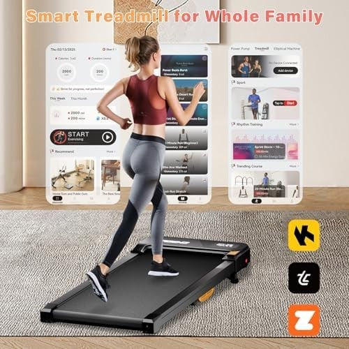6% Incline Under-Desk Walking Pad 2.5HP, Compact 3-in-1 Treadmill Home Office