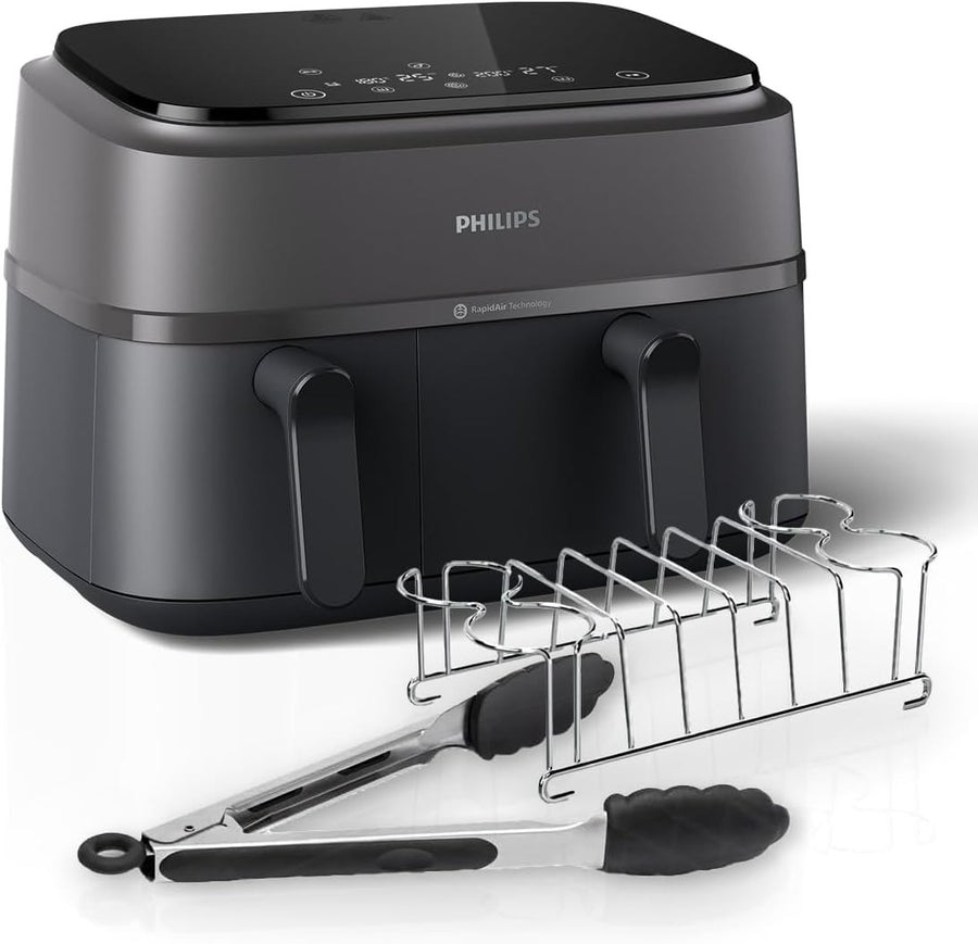 Dual Basket Air Fryer 9L 2 Drawer 13-in-1 RapidAir Extra Crisp Low-Fat Digital